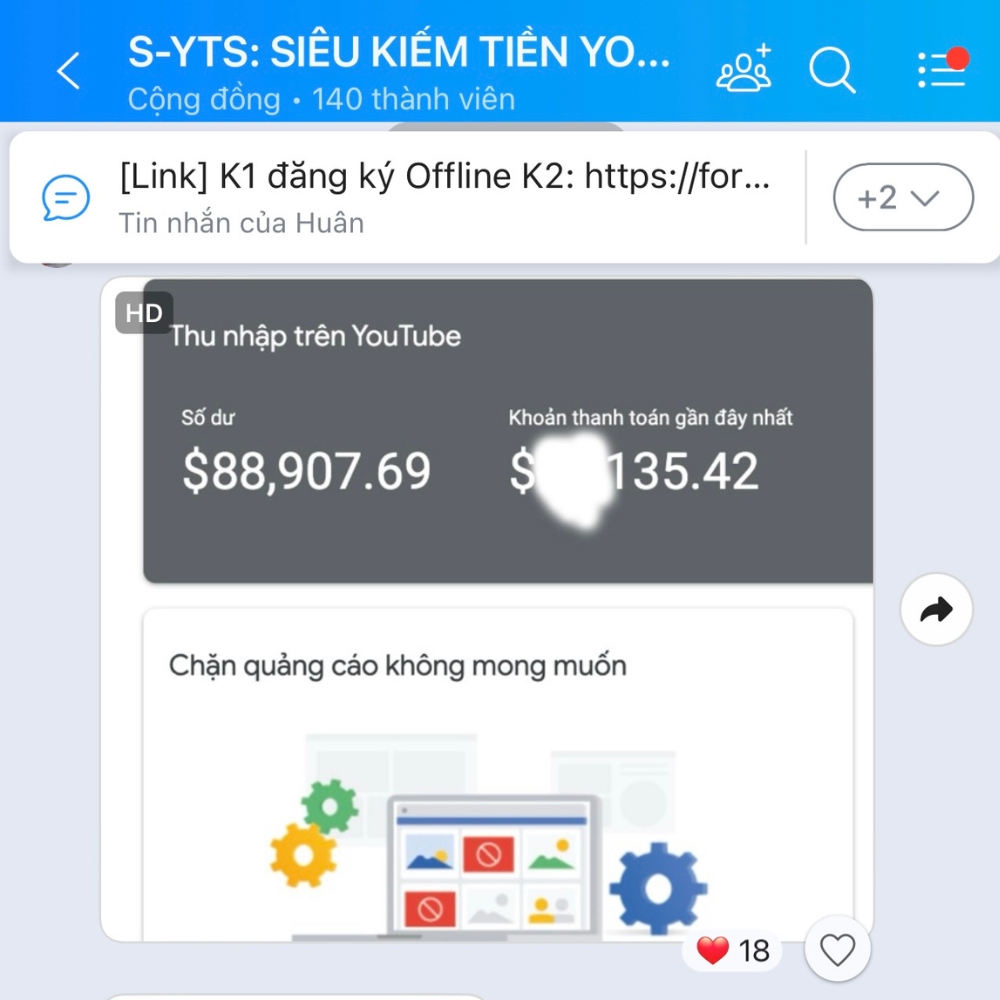 Kết quả thật học viên faceless YouTube GODA — doanh thu 88.907 USD