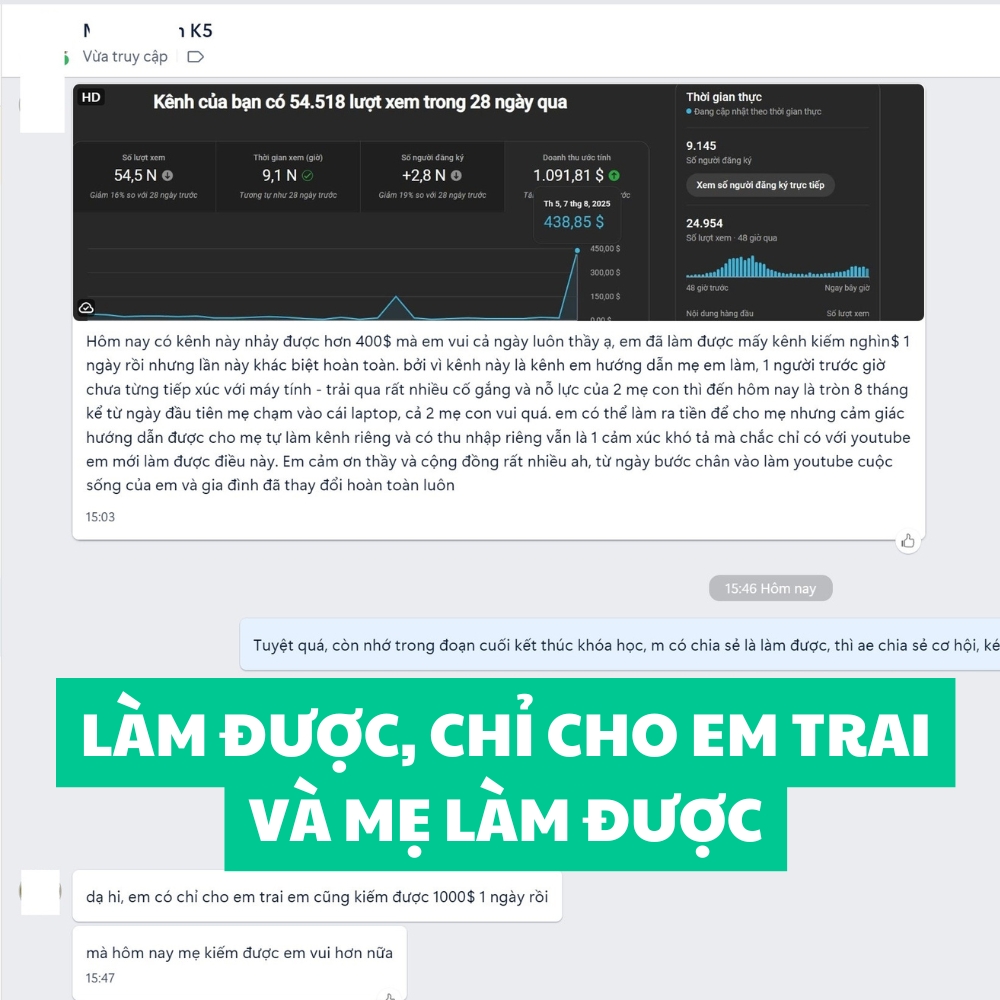 Kết quả thật học viên faceless YouTube GODA — case study 8